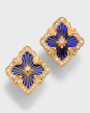 BUCCELLATI OPERA TULLE 18K GOLD BLUE ENAMEL DIAMOND EARRINGS