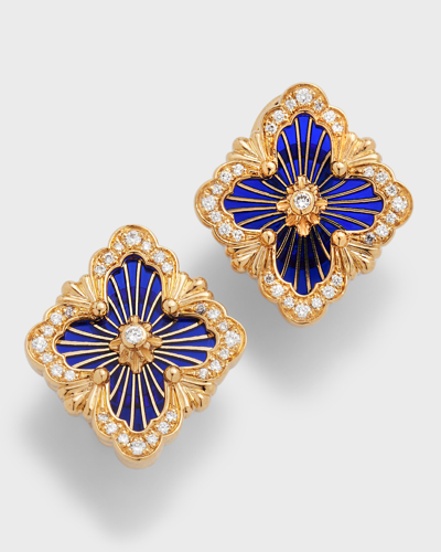 Buccellati 18k Yellow Gold Opera Tulle Medium Blue Diamond Earrings In 05 Yellow Gold