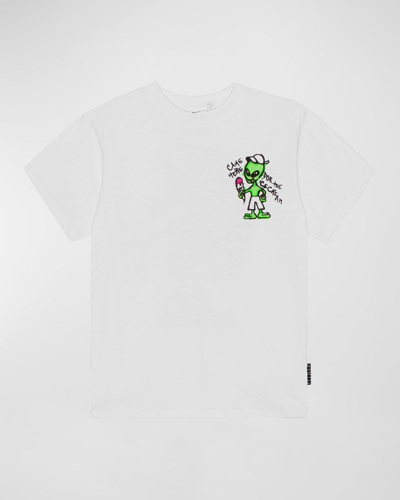 Molo Kids' Boy's Rodney Extraterrestrial Graphic T-shirt In Icecream Alien