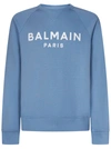 Balmain Logo-print Organic-cotton Sweatshirt In Blu