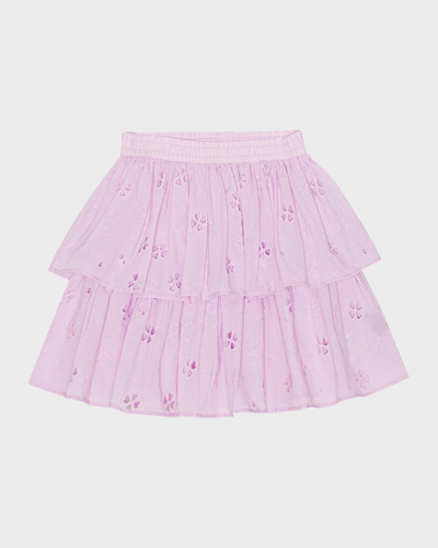 Molo Kids' Brigitte Broderie-anglaise Tiered Skirt In Alpine Glow