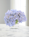 John-richard Collection Real Touch Sweet Hydrangea 8" Faux Floral Arrangement In Glass Vase In Blue