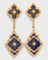 BUCCELLATI OPERA TULLE PENDANT EARRINGS IN BLUE WITH DIAMONDS AND 18K YELLOW GOLD
