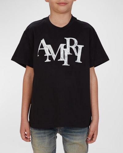 Amiri Kids' Logo Cotton T-shirt In Black