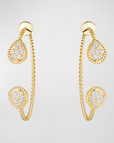 Boucheron Serpent Boheme Diamond Hoop Earrings In Yellow Gold