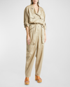 Isabel Marant Jocelyne Belted Cargo Jumpsuit In Khaki