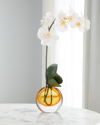 John-richard Collection Real Touch Teardrop Orchid 19" Faux Floral Arrangement In A Colored Glass Container In Multi