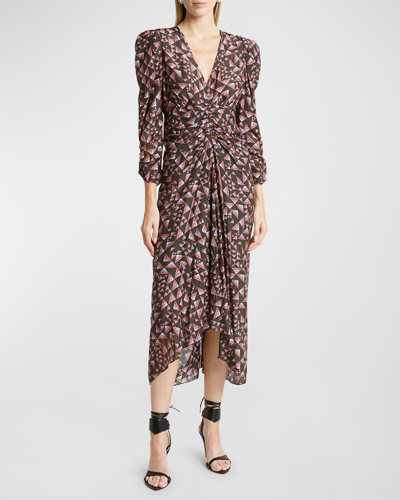 Isabel Marant Albini Printed Midi Dress In Black