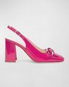 Nerogiardini Patent Chain Slingback Pumps In Pink