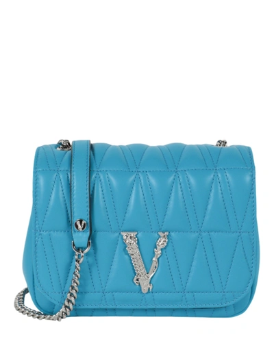 Versace Virtus Quilted Evening Bag In Blue