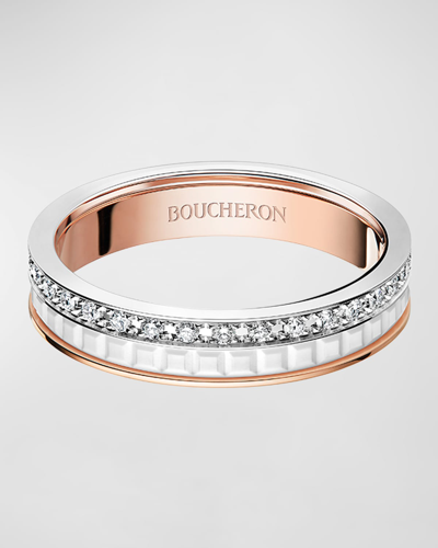 Boucheron Quatre White Edition Ring In White Gold And Pink Gold In 10 White Gold
