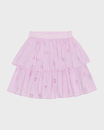 Molo Kids' Brigitte Broderie-anglaise Tiered Skirt In Purple