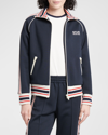 Golden Goose Star Zip-front Raglan Track Jacket In Dark Blue Papyrus