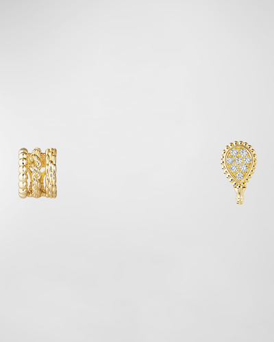 Boucheron 18k Yellow Gold Serpent Boheme Extra-small Asymmetric Diamond Earrings In 05 Yellow Gold