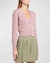 Golden Goose Journey Argyle Flower Cropped Cardigan In Twilight Mauve