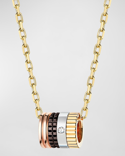 Boucheron Quatre Mini Ring Pendant Necklace With Diamond And Brown Pvd In Gold