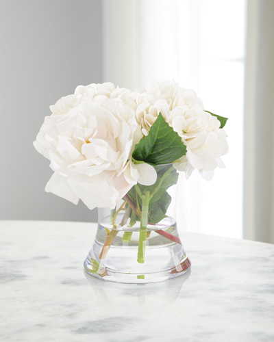 John-richard Collection Real Touch Hydrangeas 9" Faux Floral Arrangement In Glass Vase In Neutral