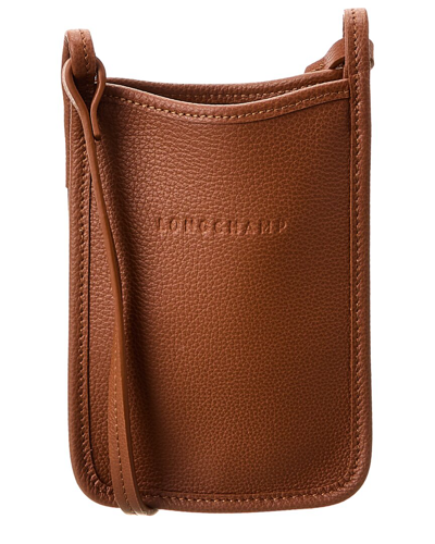 Longchamp Le Foulonne Leather Phone Case Crossbody In Brown