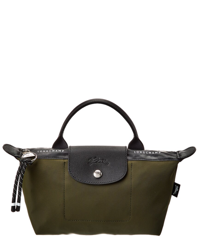 Longchamp Le Pliage Energy Canvas & Leather Pouch In Green