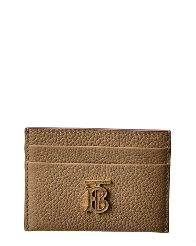 Burberry Tb Leather Card Holder In Beige