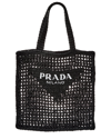 Prada Womens Black Logo-embellished Crochet Viscose Tote Bag In Black