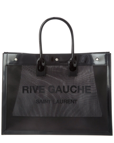 Saint Laurent Rive Gauche Small Ysl Mesh Tote Bag In Black