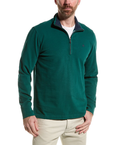 Brooks Brothers Sueded Jersey 1/2-zip Pullover In Green
