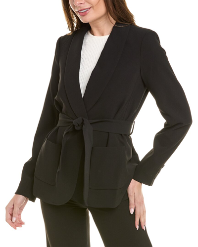 Brooks Brothers Crepe Belted Caviar Blazer In Black