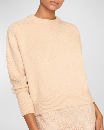 Brochu Walker Pele Crewneck Saddle-sleeve Knit Jumper In Buff