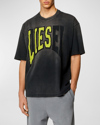 Diesel T-wash-n Flocked-logo T-shit In Black Black Black