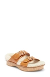 Chloé Chloe Marah Leather & Shearling Sandal In Tan