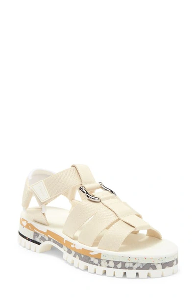 Chloé Nikie Embellished Webbing Flatform Sandals In Pearly Grey