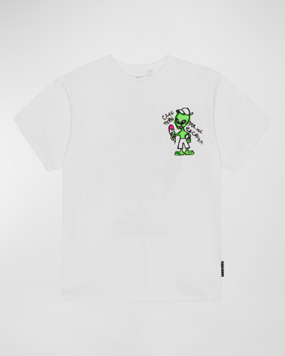 Molo Kids' Boy's Rodney Extraterrestrial Graphic T-shirt In White