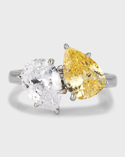 Fantasia By Deserio Toi Et Moi Cubic Zirconia Pear Cut Ring In Canary