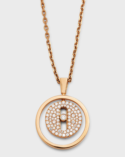 Messika Lucky Move 18k Rose Gold Small Diamond Pave Pendant Necklace