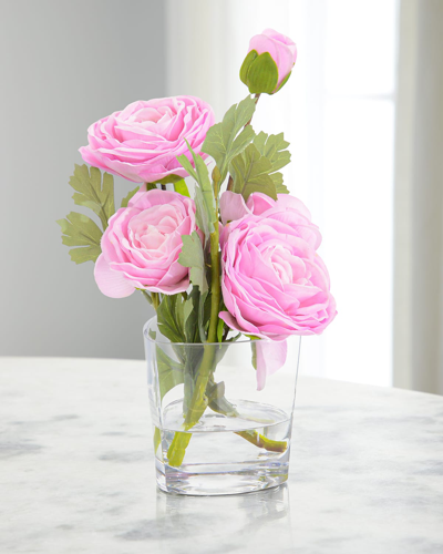 John-richard Collection Real Touch Pink Passion 10" Faux Floral Arrangement In Glass Vase