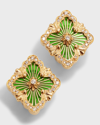 BUCCELLATI OPERA TULLE 18K GREEN ENAMEL DIAMOND EARRINGS