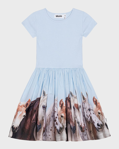 Molo Kids' Girl's Cissa Horse Graphic Dress In Group Of Hearts