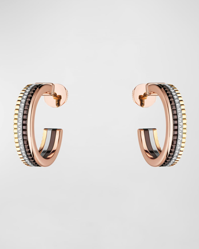 Boucheron Women's Quatre Classique Tri-tone 18k Gold & 0.28 Tcw Diamond Hoop Earrings In Rose Gold