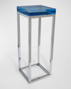 Port 68 Drake Acrylic & Polished Nickel Accent Table In Blue