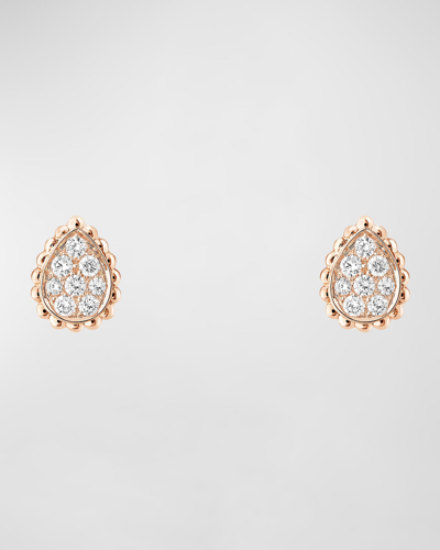 Boucheron Serpent Boheme 18k Pink Gold Diamond Stud Earrings