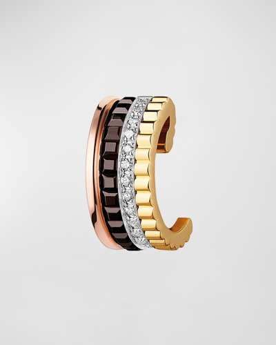 Boucheron Mens Brown Quatre Classique 18ct Yellow-, White- And Rose-gold And 0.05ct Brilliant-cut Diamond Sing