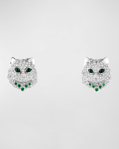 Boucheron 18k White Gold Wladimir The Cat Stud Earrings With Diamonds