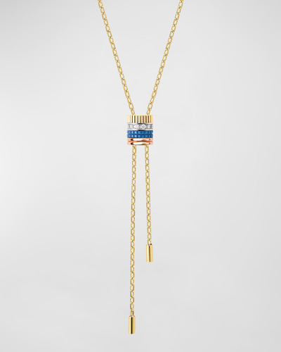 Boucheron Tricolor 18k Gold Quatre Blue Ceramic And Diamond Necklace