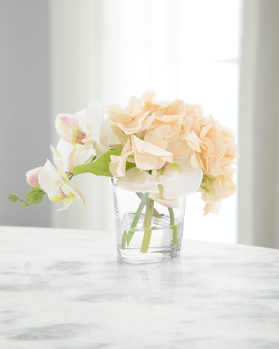 John-richard Collection Real Touch Sweet Peach 8" Faux Floral Arrangement In Glass Vase In Pink