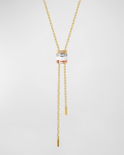 Boucheron Tricolor 18k Gold Quatre White Ceramic And Diamond Necklace In 35 Mixed Metal