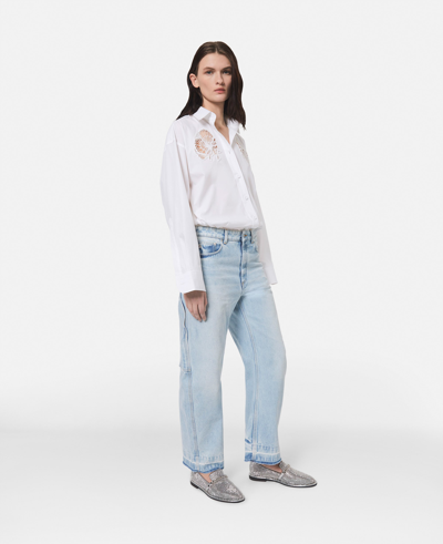 Stella Mccartney Floral Comely Panel Oxford Shirt In Pure White