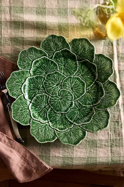 Terrain Ceramic Geranium Leaf Plate In Green