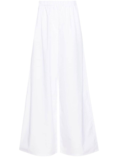 Max Mara Wide-leg Cotton Trousers In White