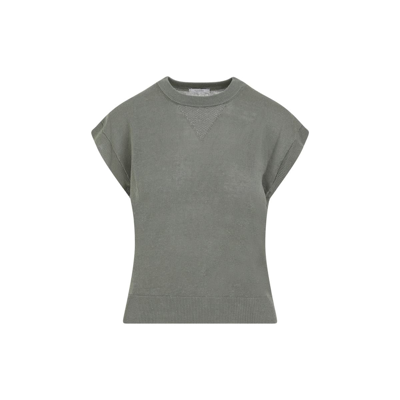 Amiri Peserico Cotton Linen Sweater In Grey